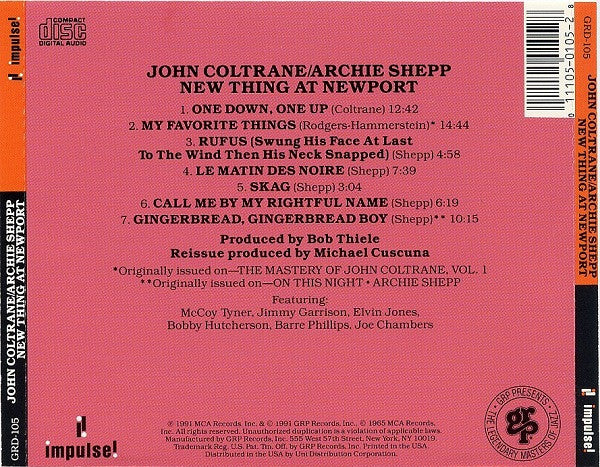 John Coltrane & Archie Shepp - New Thing At Newport CD