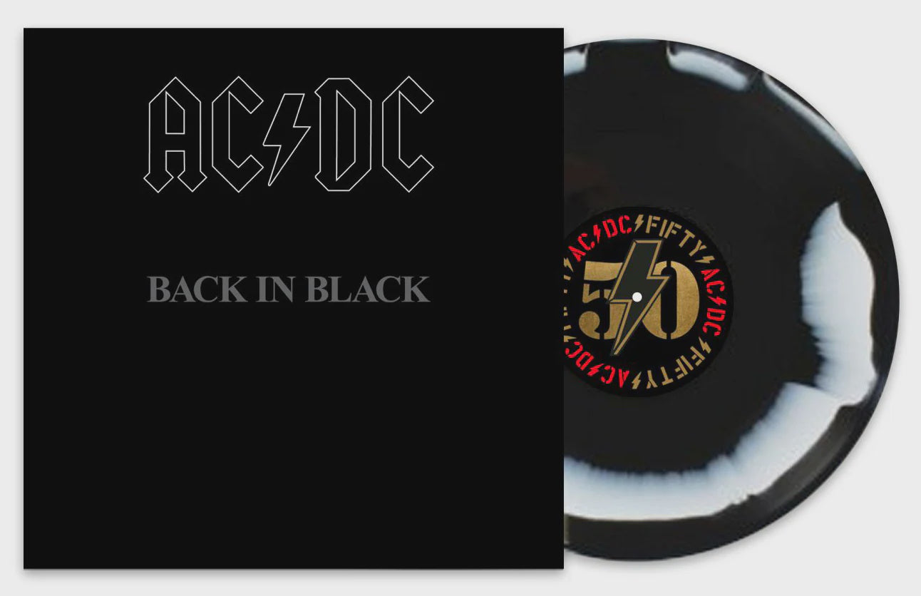 AC/DC – Back In Black Black White Swirl Coloured Vinyl LP