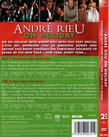 André Rieu – Andre Rieu On Holiday: Christmas With Andre Rieu/New Year's Eve Punch 2DVD