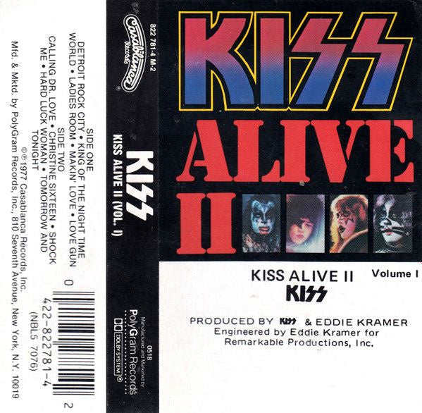 Kiss - Alive II 2 Cassette (Volumes I & II Double Set)