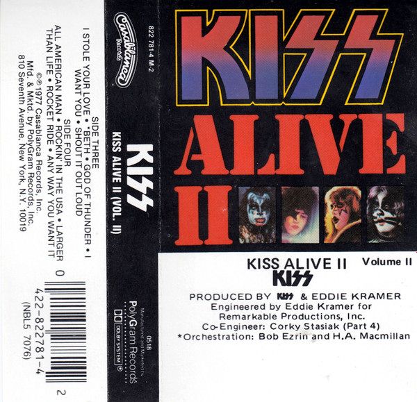 Kiss - Alive II 2 Cassette (Volumes I & II Double Set)