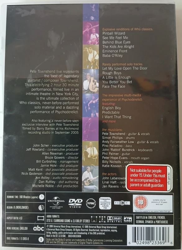 Pete Townshend – Psychoderelict Live In New York DVD