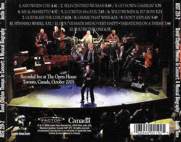 David Clayton-Thomas - In Concert: A Musical Biography CD