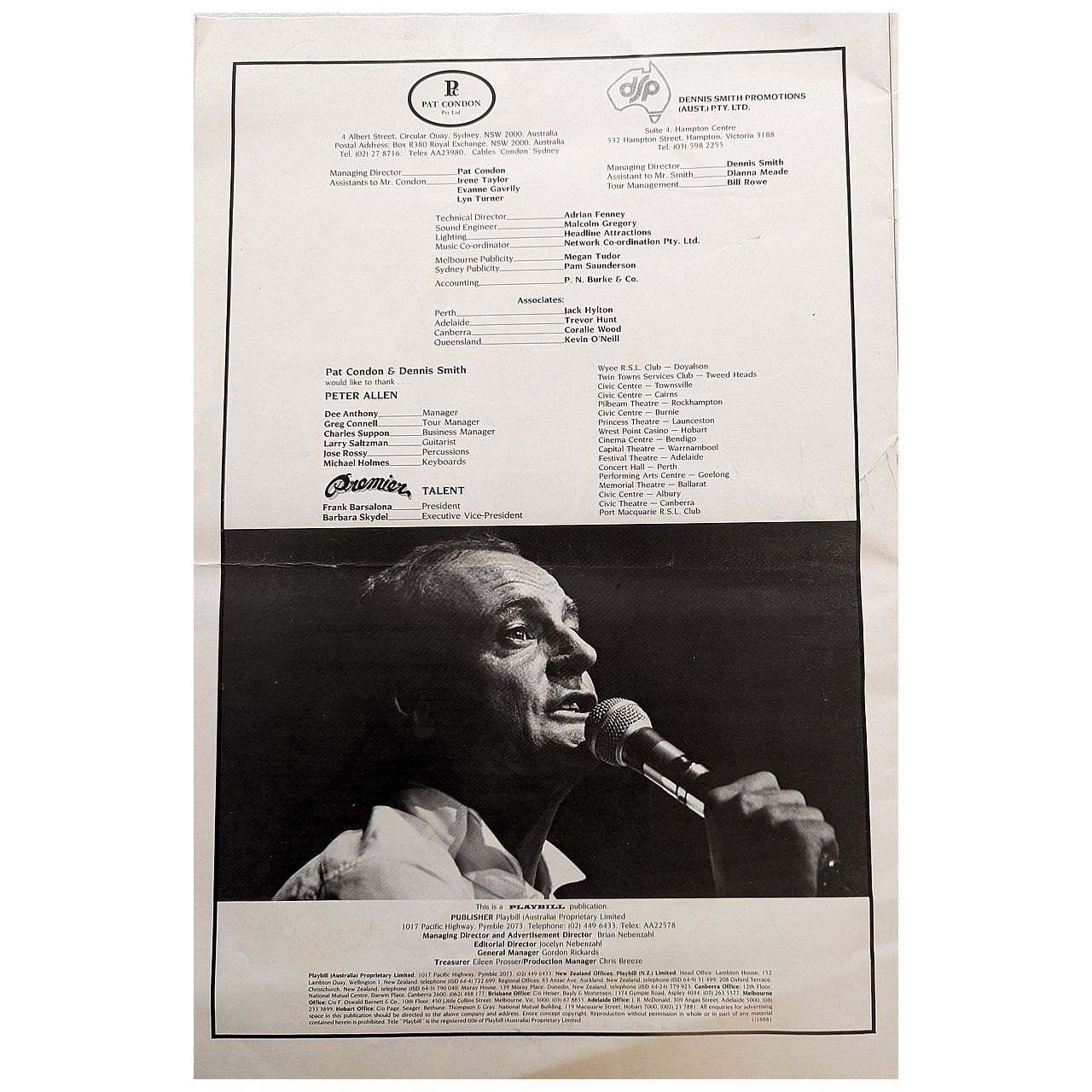 Peter Allen - 1980's Australian Concert Tour Program