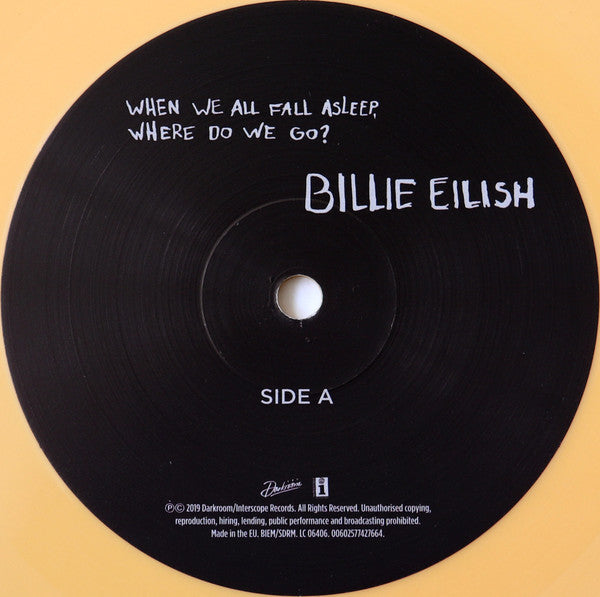 Billie Eilish - When We All Fall Asleep Where Do We Go Yellow Apricot Coloured Vinyl LP (Used)
