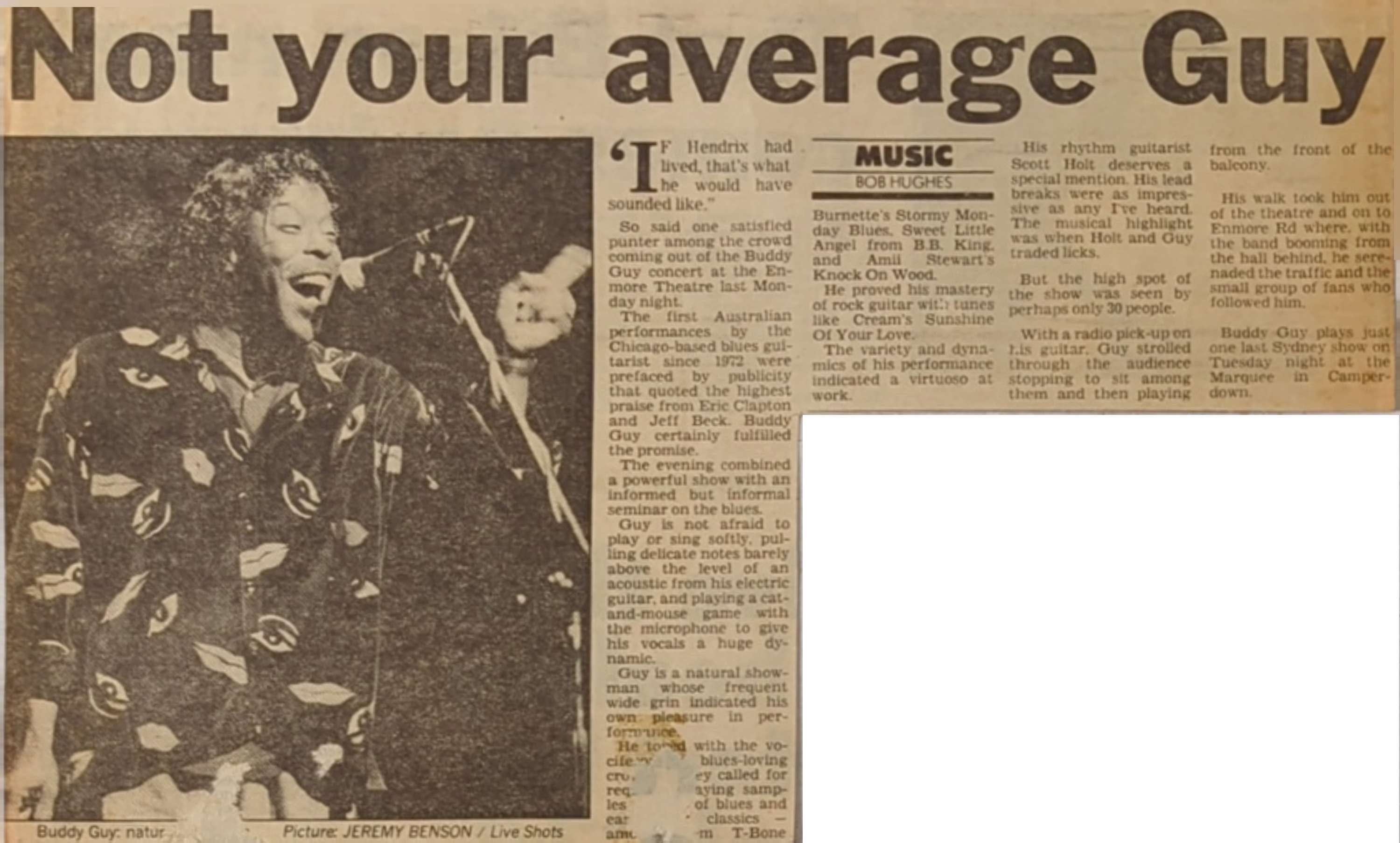 Buddy Guy - Autographed Photo, Concert Ticket & Newspaper Articles w/COA