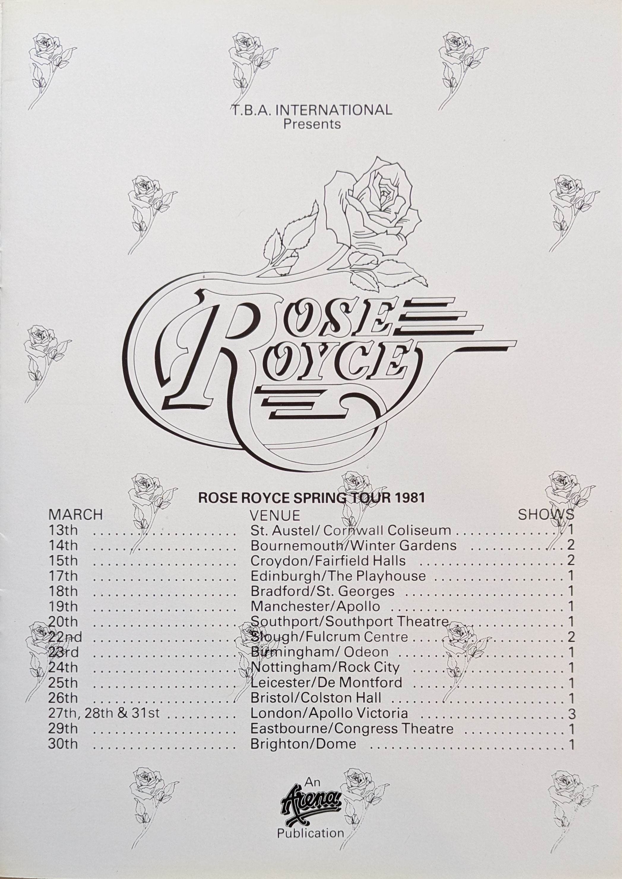 Rose Royce - Spring Tour 1981 UK Original Concert Tour Program