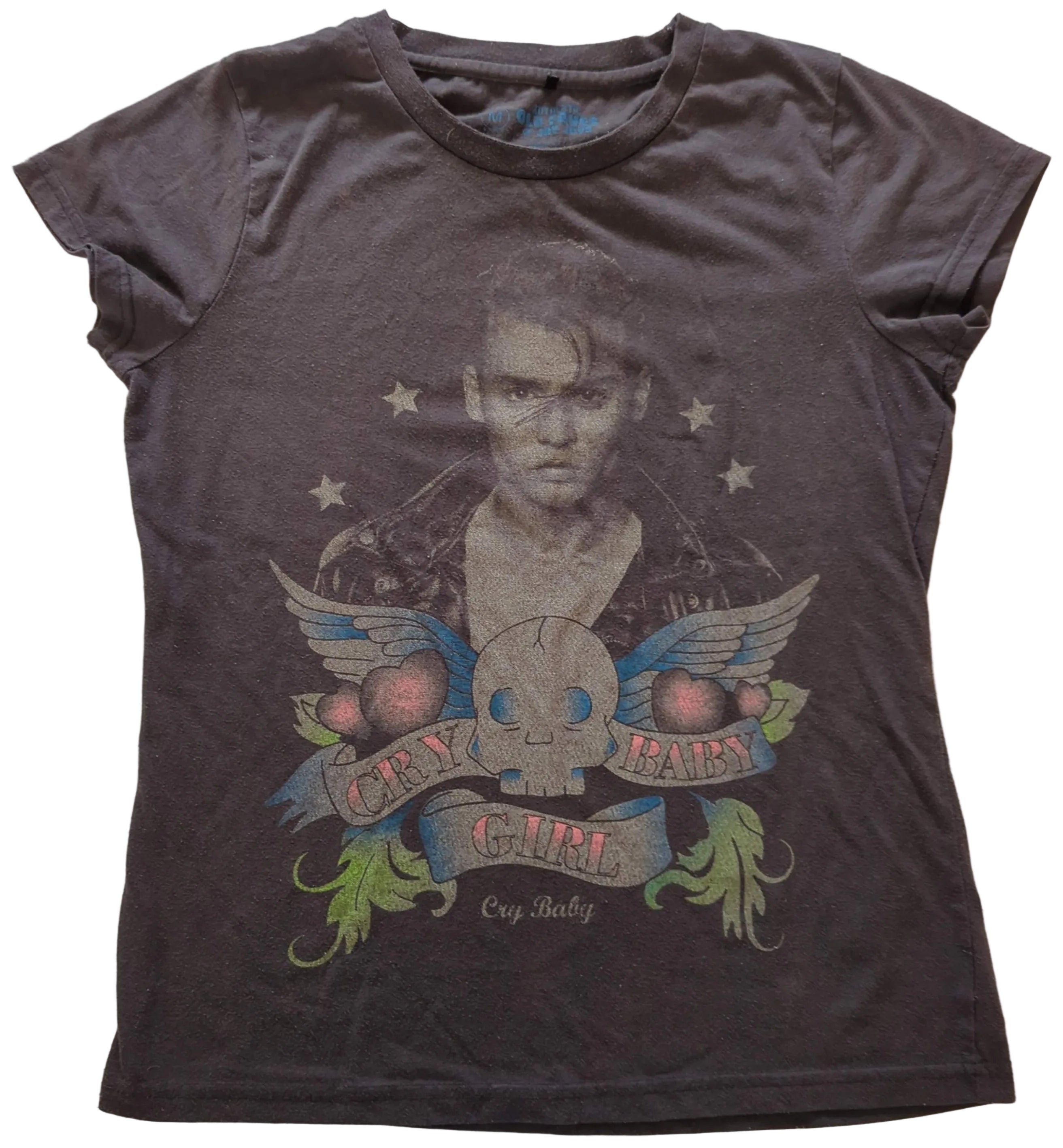 Cry Baby - Johnny Depp Cry Baby Girl Vintage T-Shirt Charcoal Grey Ladies Size M