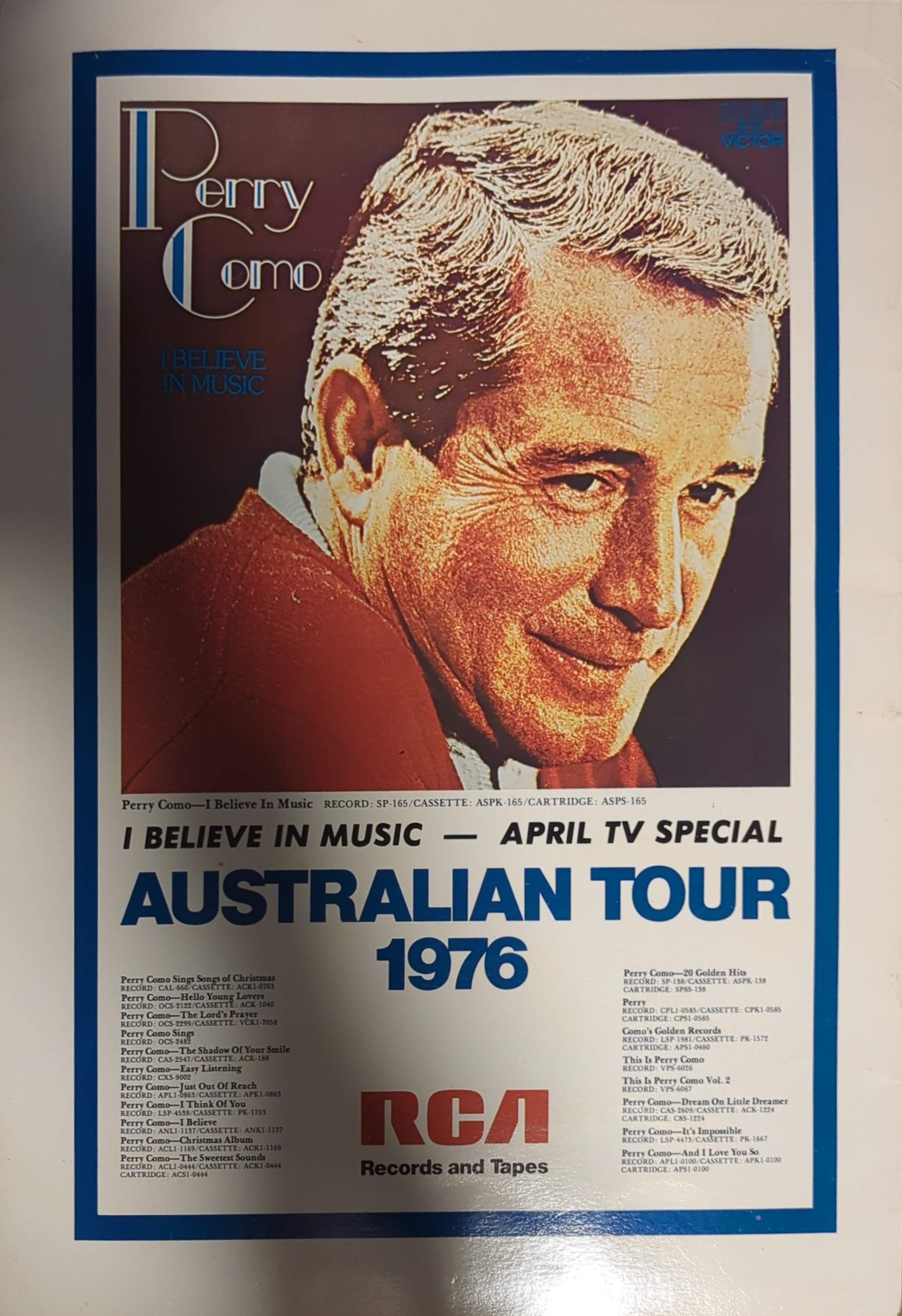 Perry Como - Australian Tour 1976 Original Concert Tour Program