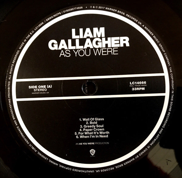 Liam Gallagher - As You Were Vinyl LP (Used)