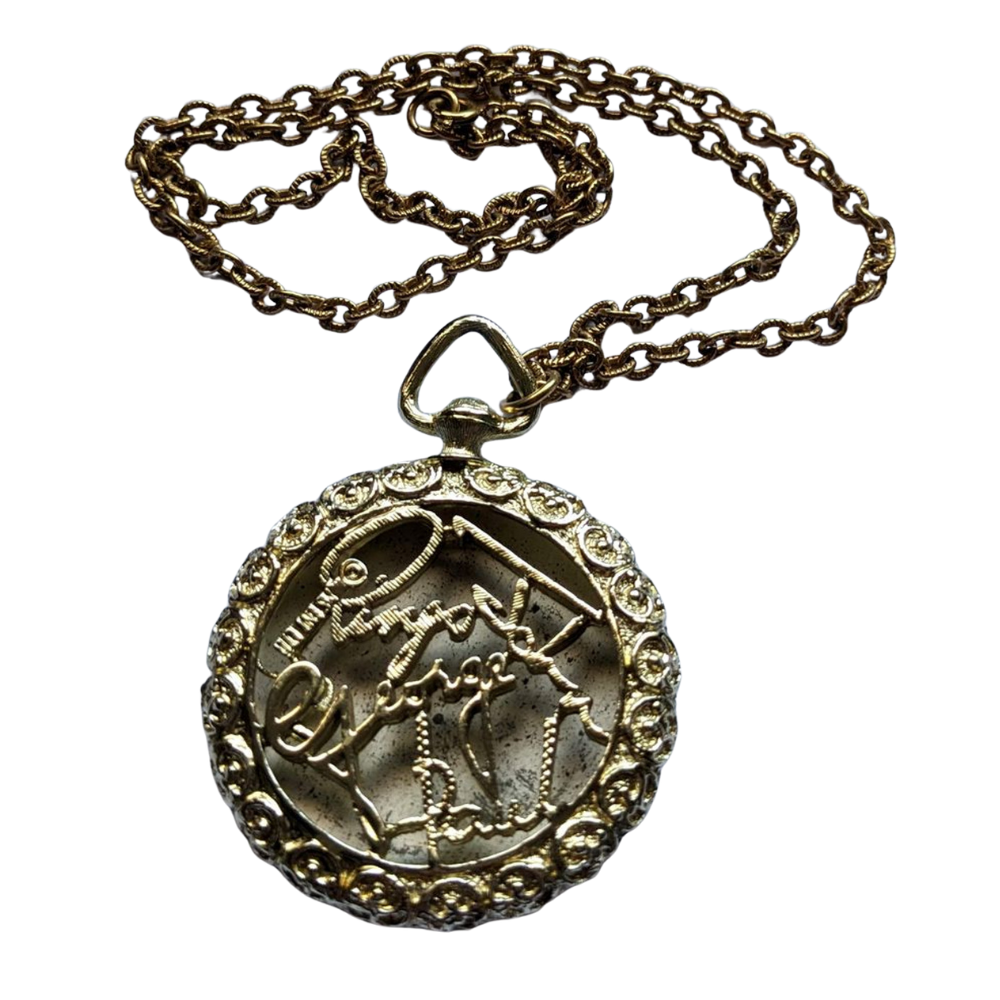 Beatles - Original 1960s Brass Pendant B/W Photo With First Names On Back And Chain