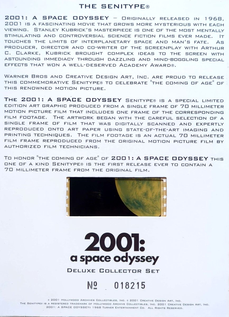 2001: A Space Odyssey - Stanley Kubrick's 2001: A Space Odyssey (1968) Collectors Ltd Ed DVD + CD Soundtrack + Book + Senitype Film Cell Boxset