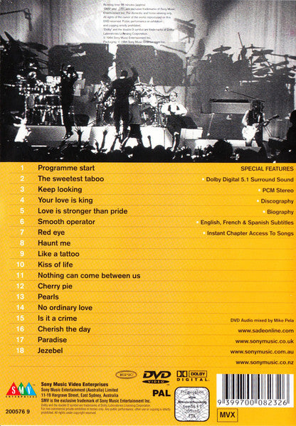 Sade - Sade Live DVD (Secondhand)