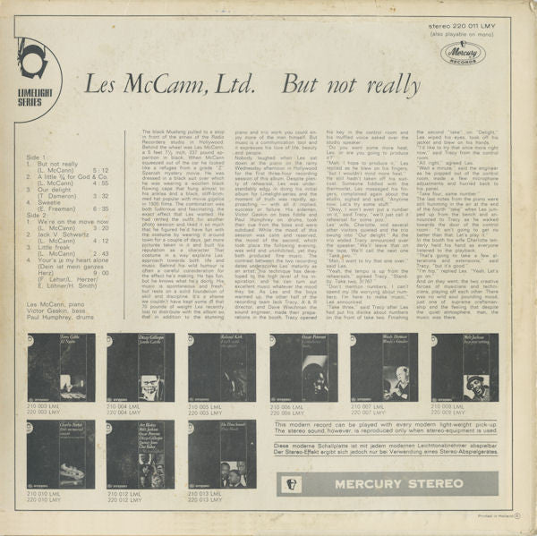 Les McCann Ltd. - But Not Really Vinyl LP (Used)