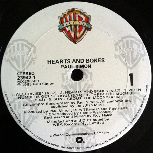 Paul Simon - Hearts And Bones Vinyl LP (Used)