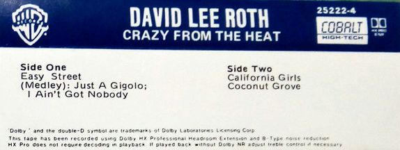 David Lee Roth - Crazy From The Heat 4 Trk Cassette Single