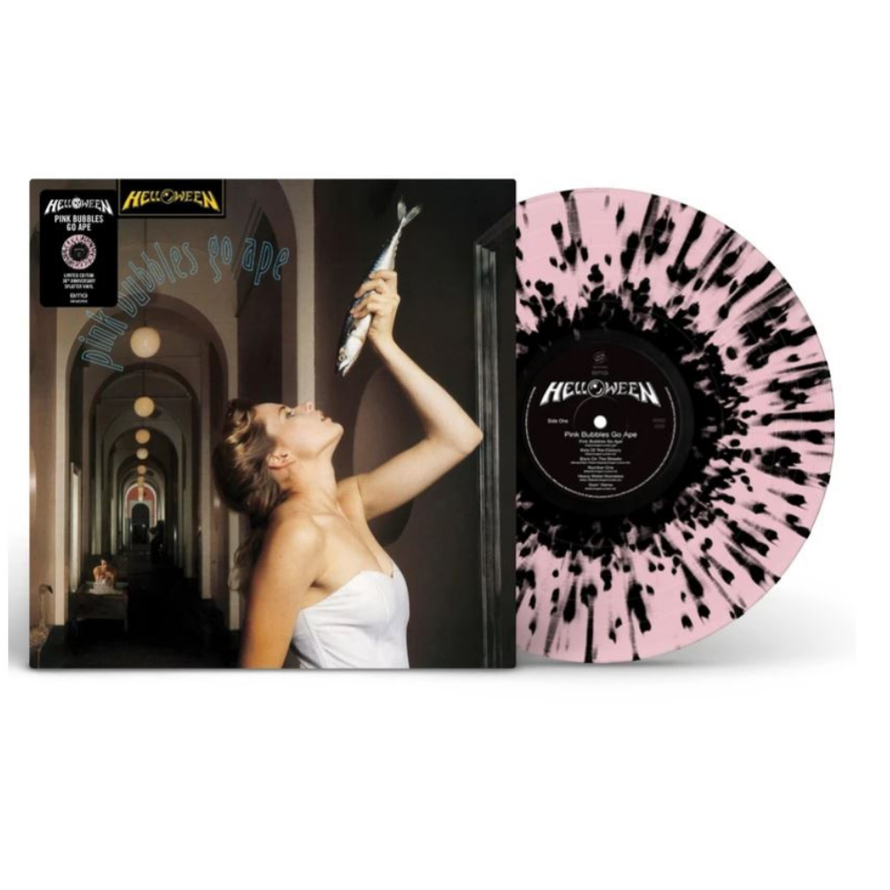 Helloween - Pink Bubbles Go Ape Pink/Black Splatter Coloured Vinyl LP