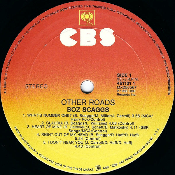 Boz Scaggs - Other Roads Vinyl LP (Used)
