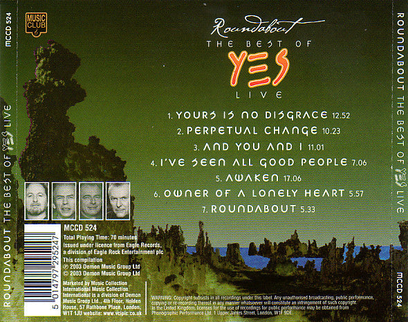 Yes - Roundabout The Best Of Yes Live CD