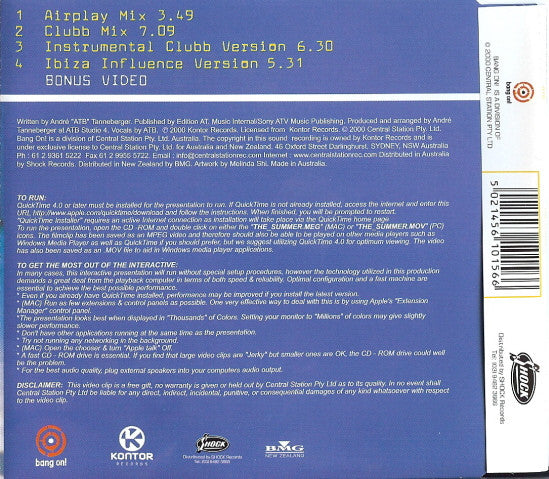 ATB - The Summer 4 Track + Video CD Single