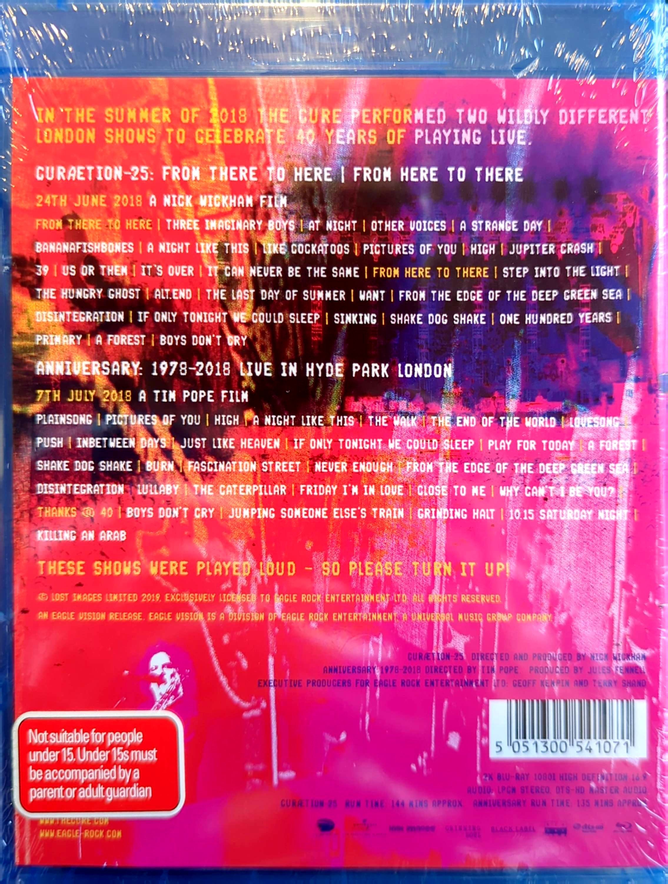 Cure – 40 Live (Curaetion-25 + Anniversary) 2 Disc Blu-Ray DVD (New)