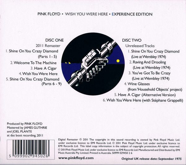 Pink Floyd – Wish You Were Here (Experience Edition) Digital Remaster 2011 Gatefold Digipak 2CD