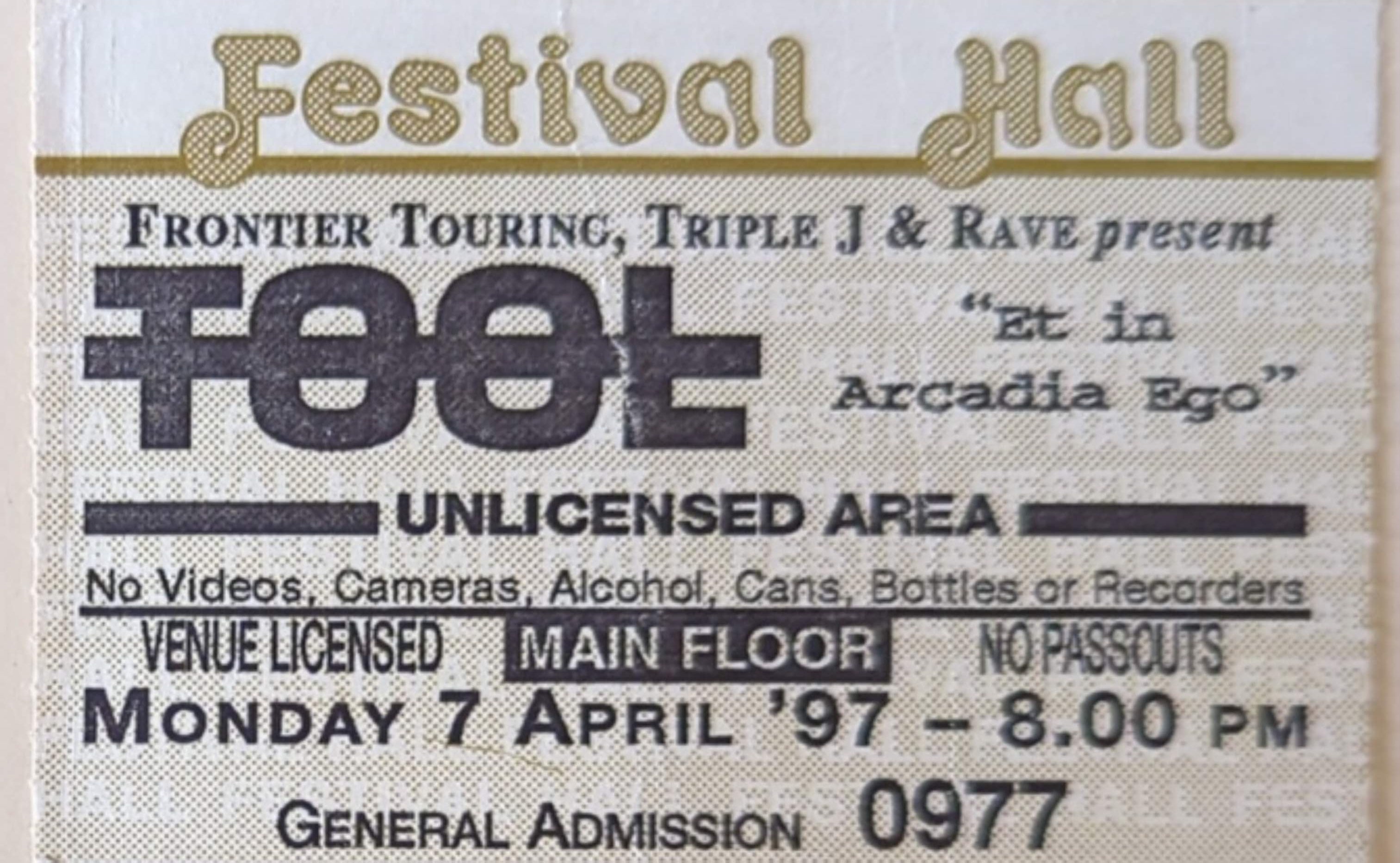 Tool - Et In Arcadia Ego 1997 Original Vintage Concert Ticket