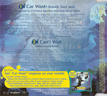 Christina Aguilera featuring Missy Elliott - Car Wash 2 Track CD Single