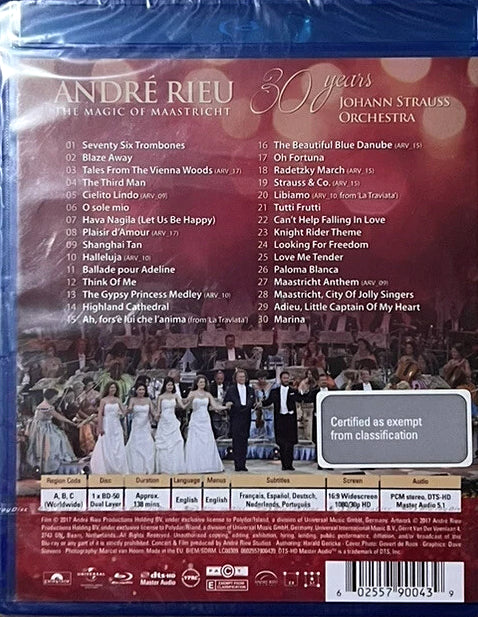 Andre Rieu – The Magic Of Maastricht: 30 Years Blu-Ray DVD (New)
