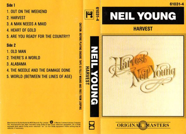 Neil Young - Harvest Cassette Tape