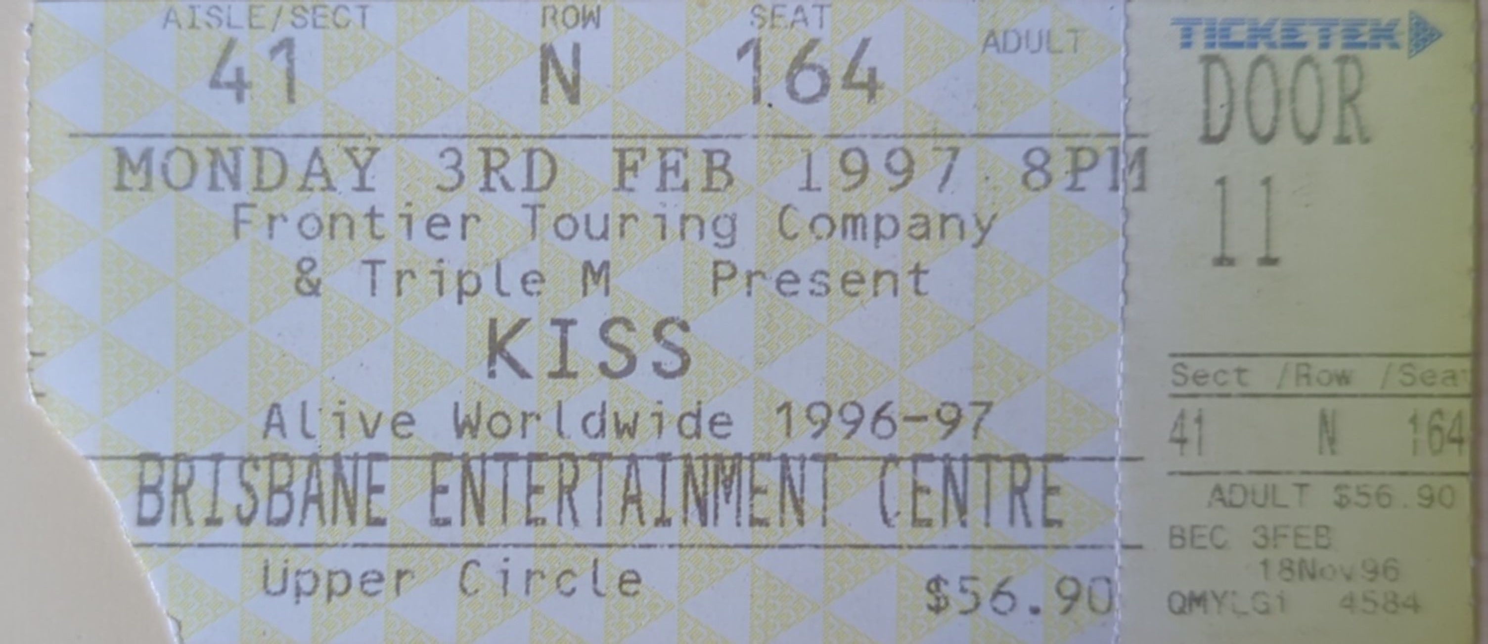 Kiss - Alive Worldwide 1996-97 Original Vintage Concert Ticket