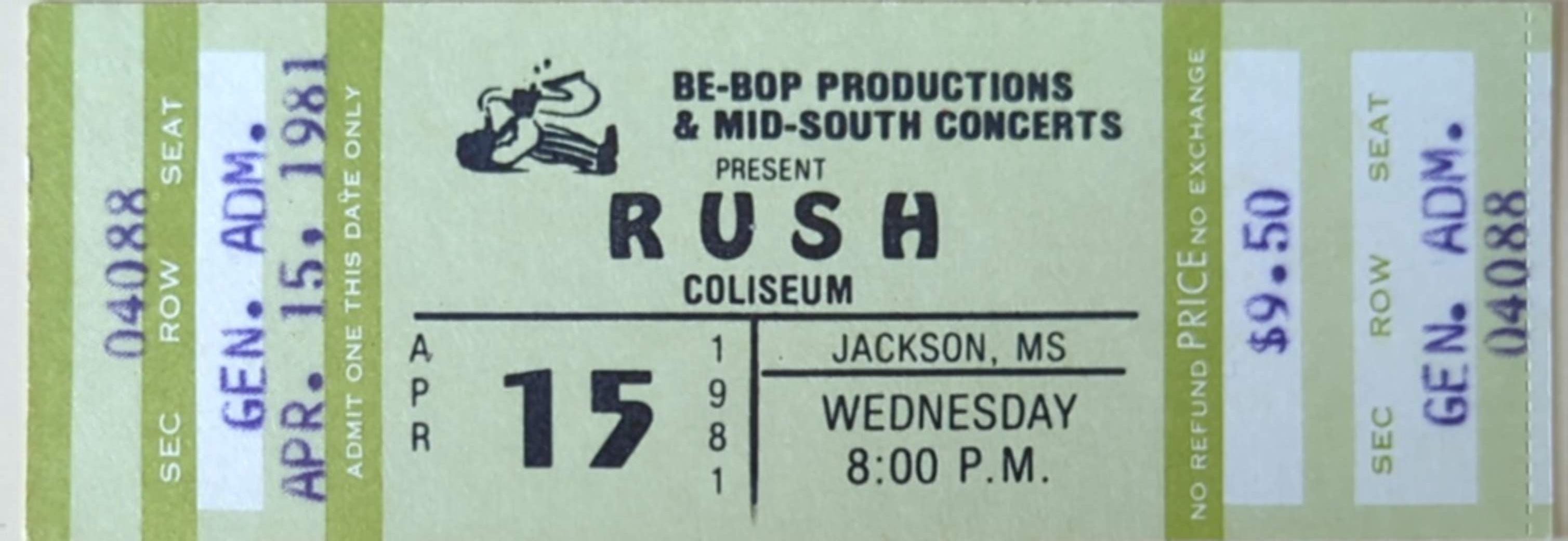 Rush - 1981 Original Vintage Concert Ticket GA 04088