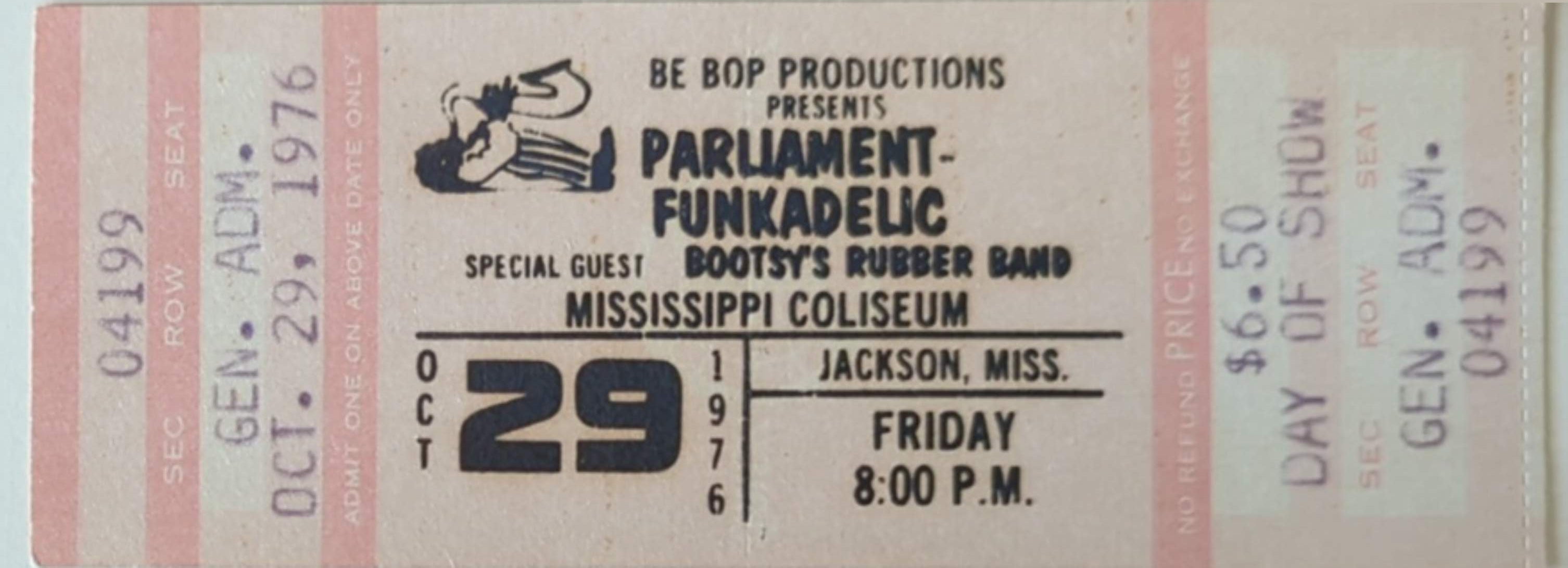 Parliament Funkadelic - 1976 Original Vintage Concert Ticket