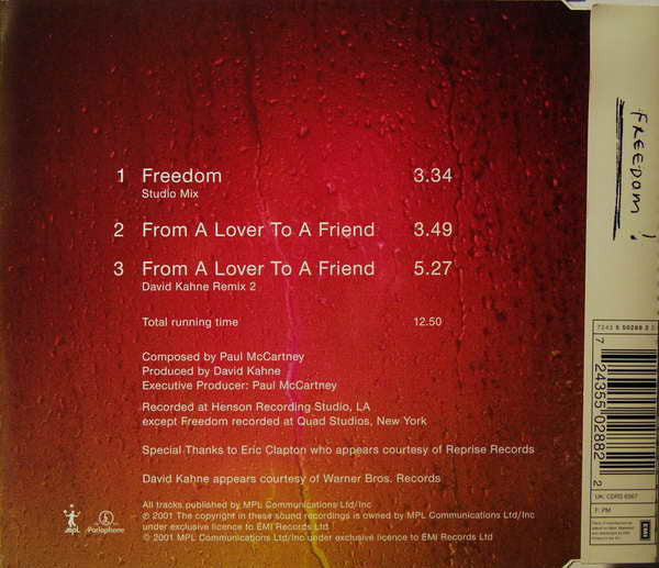 Paul McCartney & Wings - Freedom / From A Lover To A Friend CD Single