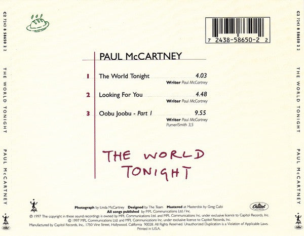 Paul McCartney - The World Tonight CD Single
