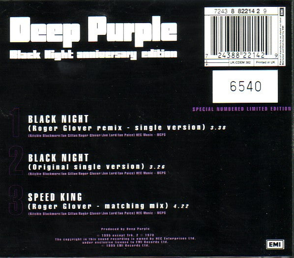 Deep Purple - Black Night (Anniversary Edition) Limited Edition CD Single