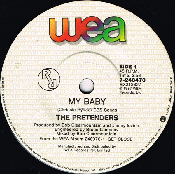 Pretenders - My Baby / Room Full Of Mirrors 7" Vinyl Single (Used)