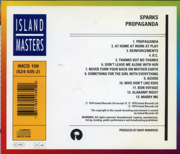 Sparks - Propaganda CD