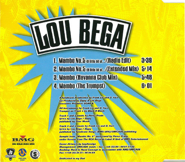 Lou Bega - Mambo No. 5 (A Little Bit Of...) 4 Track CD Single