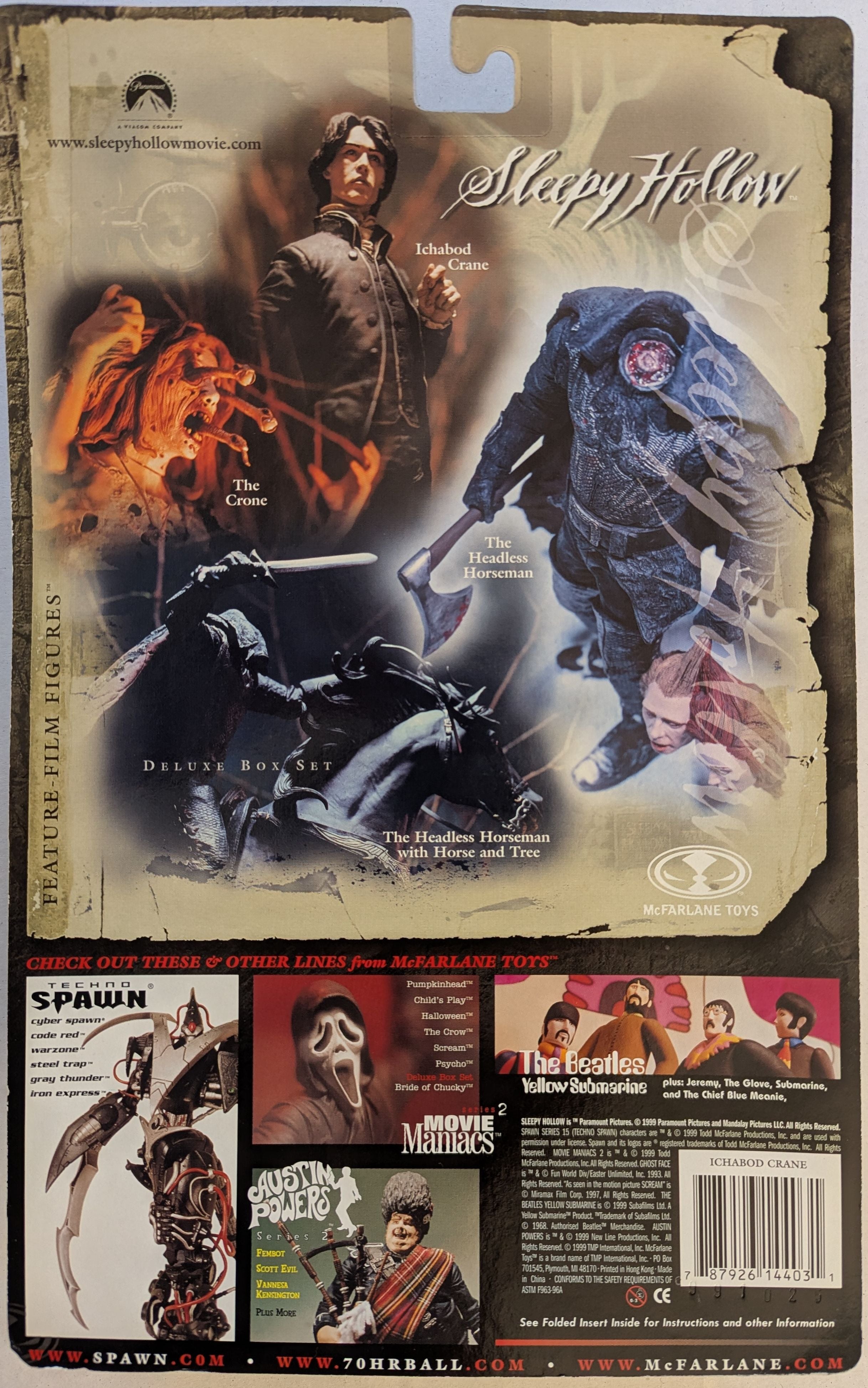 Sleepy Hollow - Ichabod Crane 1999 McFarlane Toys, Johnny Depp Action Figure