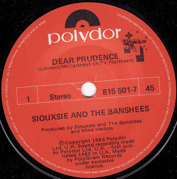 Siouxsie & The Banshees - Dear Prudence / Tattoo 7" Vinyl Single (Used)