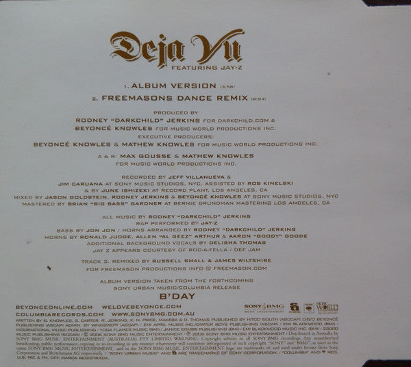 Beyonce Featuring Jay-Z - Deja Vu 2 Track CD Single