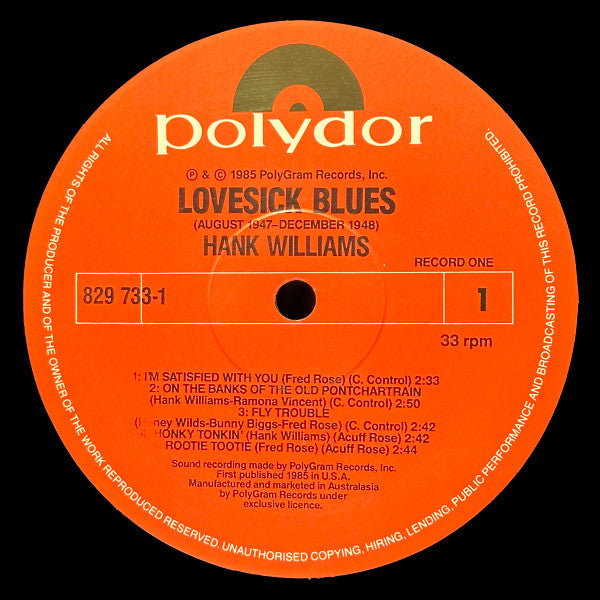 Hank Williams - Lovesick Blues (August 1947 - December 1948; Volume II) Vinyl 2LP (Used)