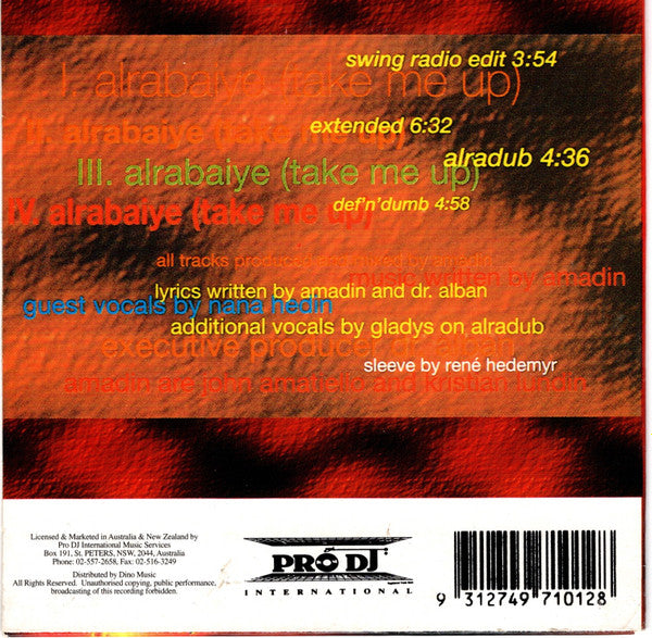 Amadin Featuring Swing - Alrabaiye (Take Me Up) 4 Track CD Single