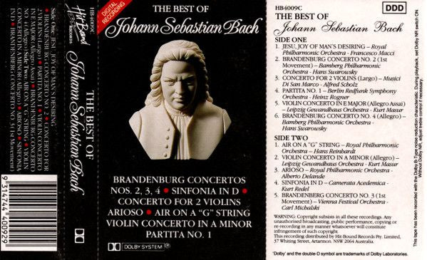 Johann Sebastian Bach - The Best Of Johann Sebastian Bach Cassette Tape