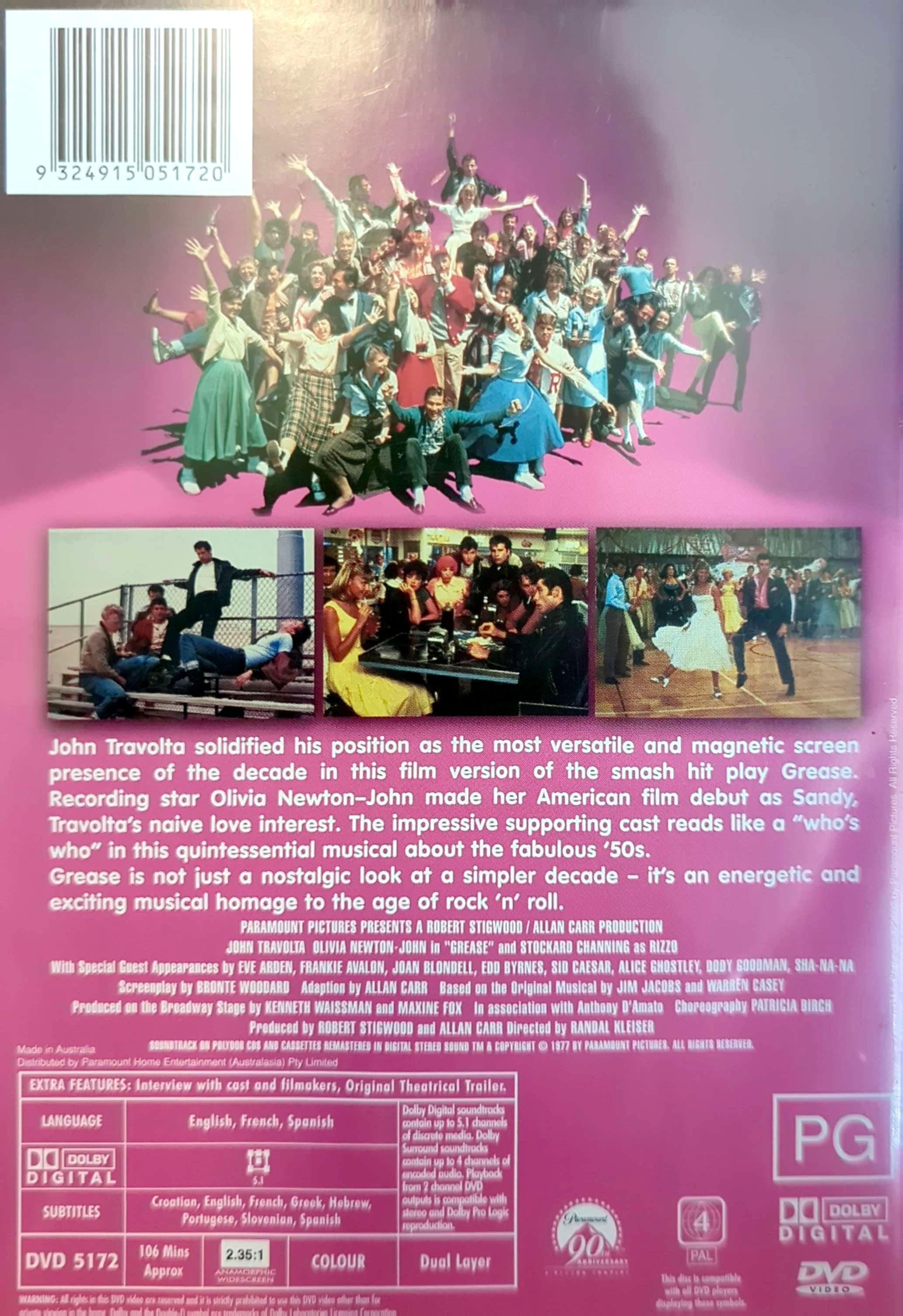 Grease (1978) DVD w/ Bonus Song Book
