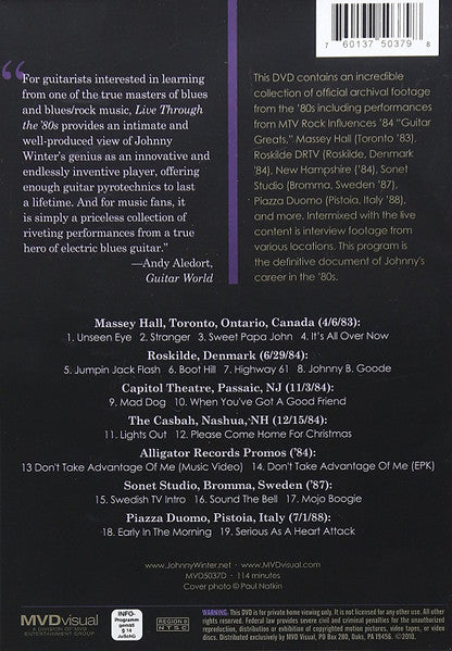 Johnny Winter – Live Through The '80s DVD