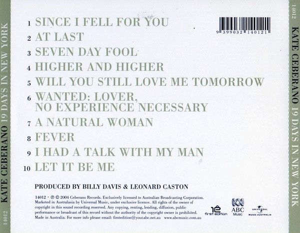 Kate Ceberano – 19 Days In New York CD