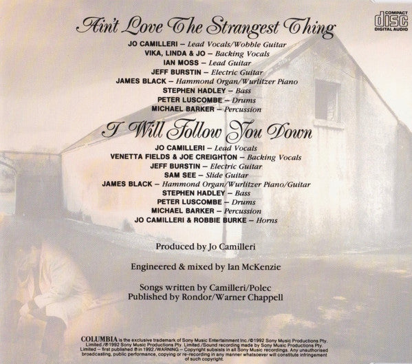 Black Sorrows - Ain't Love The Strangest Thing 2 Track CD Single
