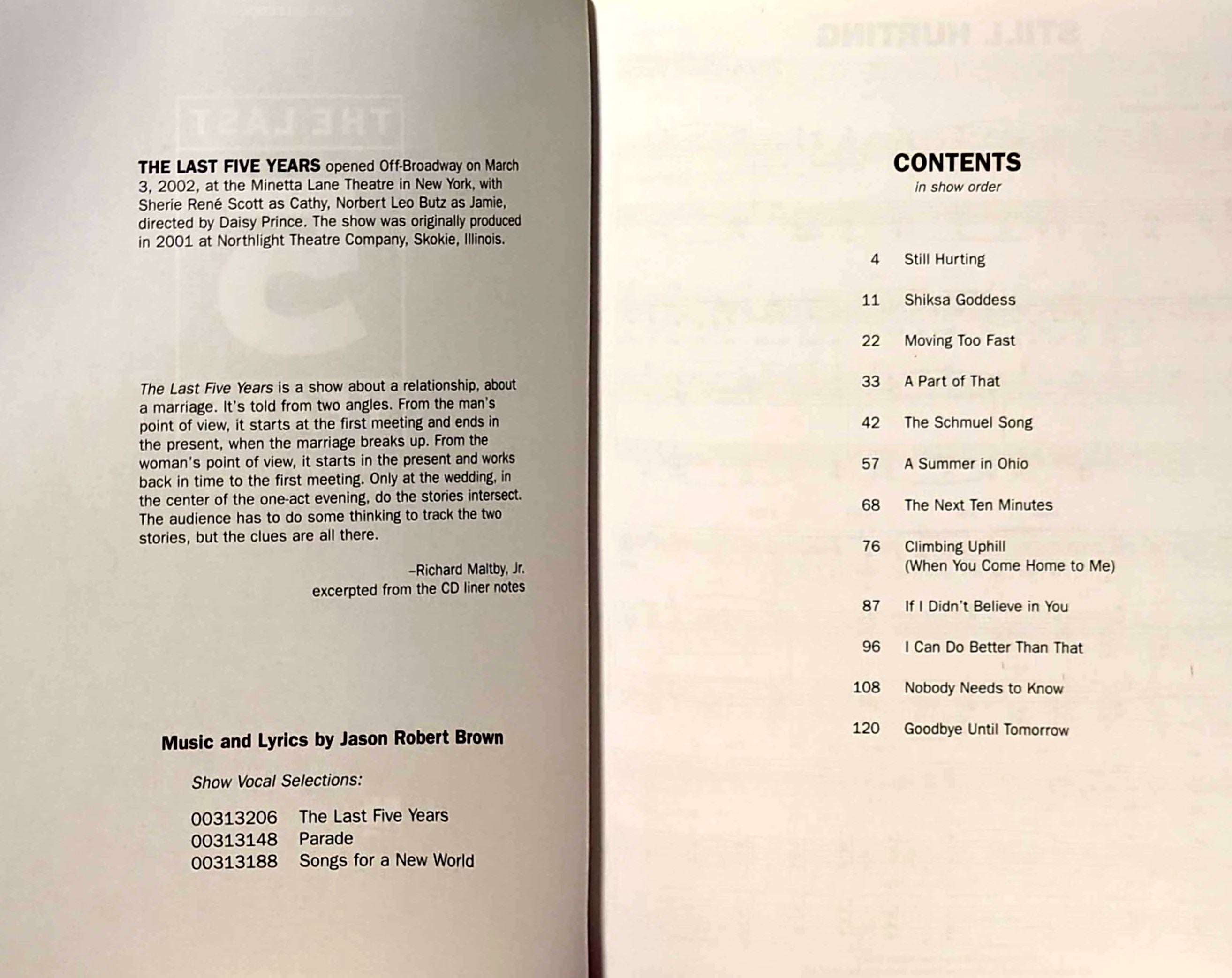 Last 5 Years - Vocal Selections: Sheet Music Book For Piano/Vocal/Guitar By Jason Robert Brown